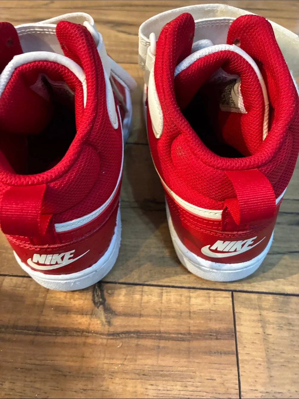 Nike Court Borough Kids Red & White High-Top Sneakers 4.5Y